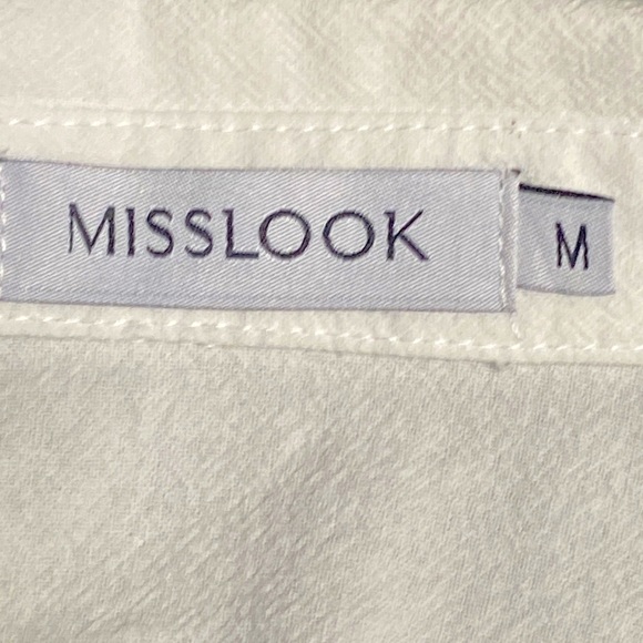 MissLook White Cap Sleeve Button Front Cotton Blend Linen Size M - Picture 4 of 7